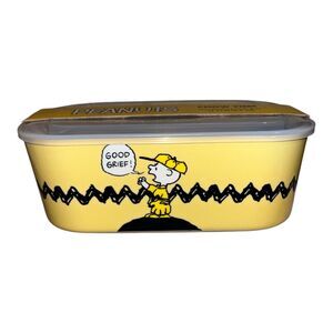 Peanuts Snoopy Woodstock Charlie Brown Lunch Box Stoneware w/ Pressure Lid 32 oz